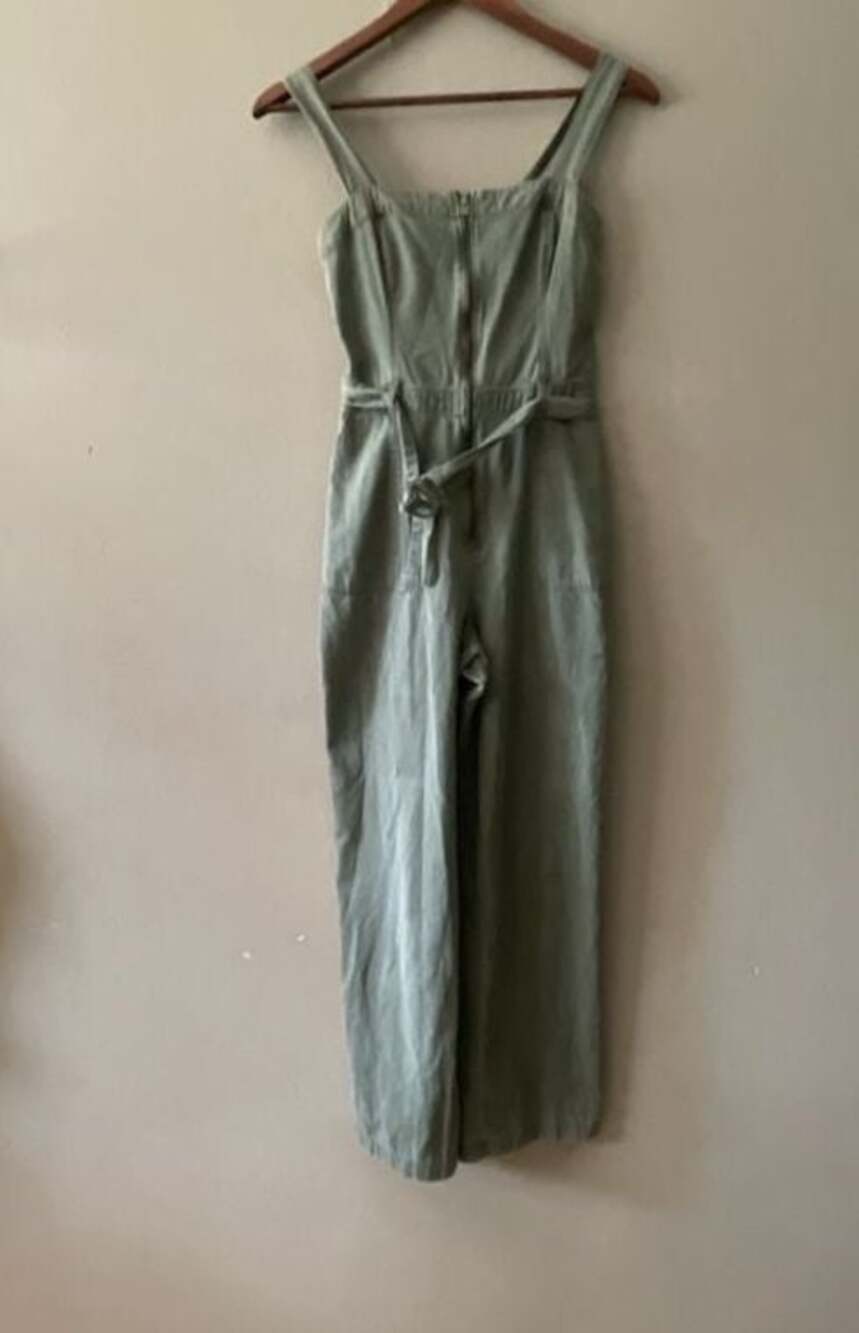 Hollister Green Sleeveless Tie-Waist Jumpsuit Size S